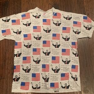 Vintage My Fellow Americans‎ Jerzees Mens T-Shirt Gray Patriotic 100% Cotton XL